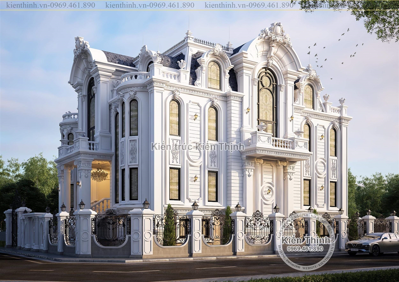 Thiết kế  biệt thự 3 tầng phong cách tân cổ điển Pháp tại Quảng Ninh - BT2068