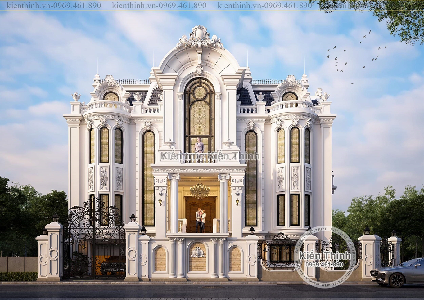 Thiết kế  biệt thự 3 tầng phong cách tân cổ điển Pháp tại Quảng Ninh - BT2068