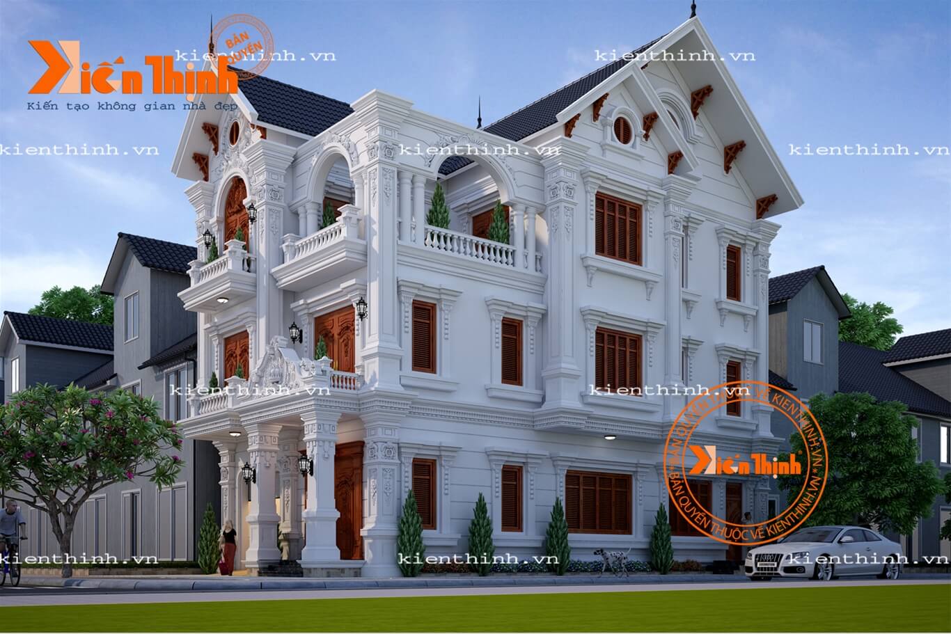 Mẫu thiết kế biệt thự đẹp 3 tầng phong cách tân cổ điển tại Ninh Bình - BT1811