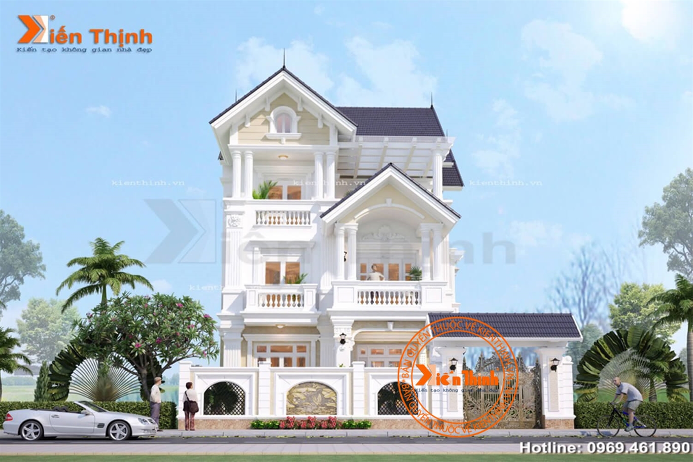 Thiết kế mẫu biệt thự 3 tầng kiểu Pháp - tân cổ điển châu Âu đẹp ở Ninh Bình