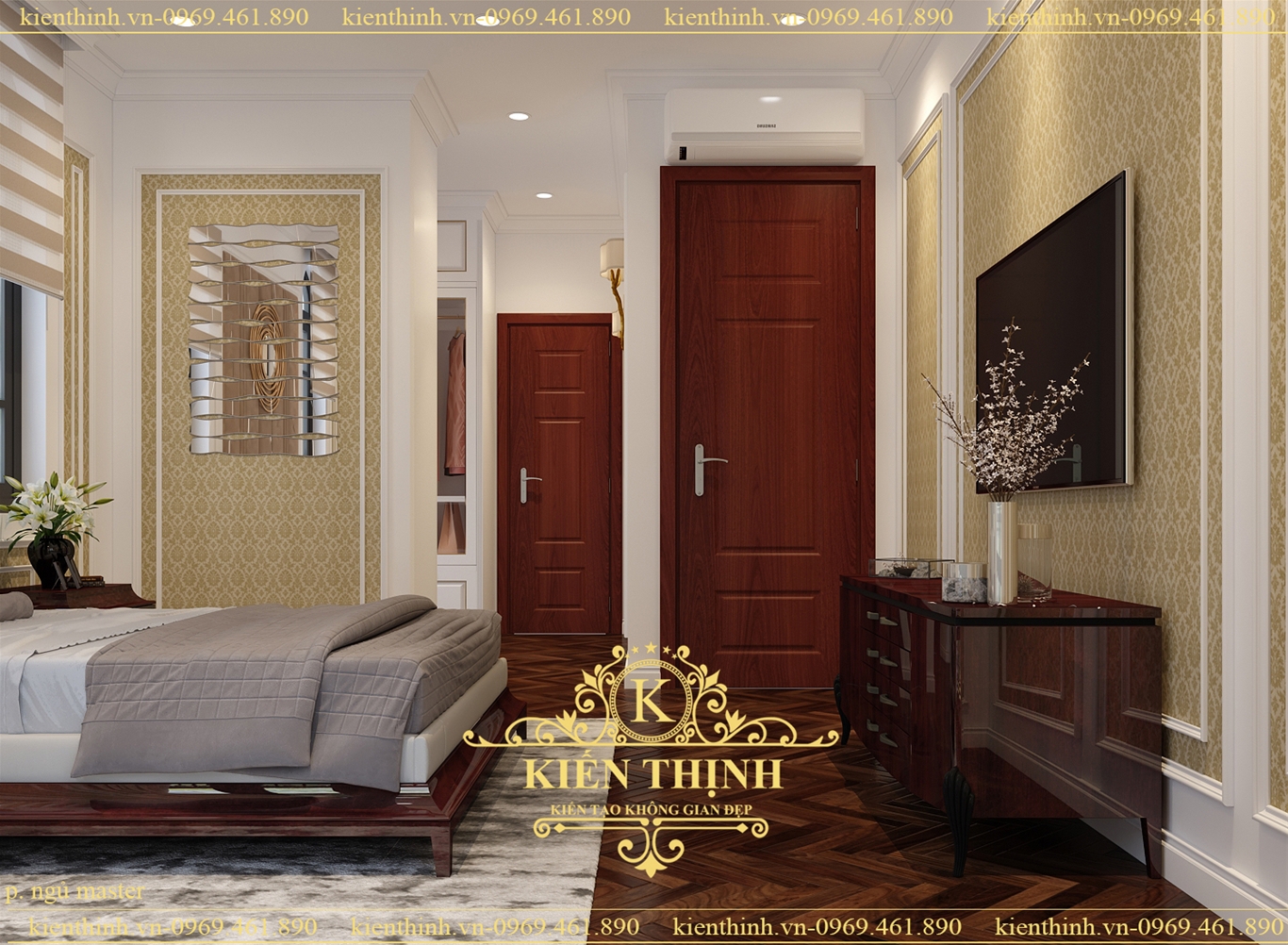 mẫu thiết kế nội thất phòng ngủ tân cổ điển cao cấp luxury interior bedroom design