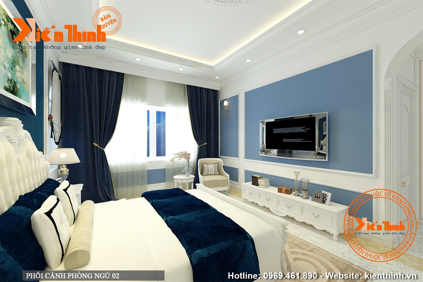 Thiết kế nội thất phòng ngủ phong cách tân cổ điển đẹp 05 NT1754