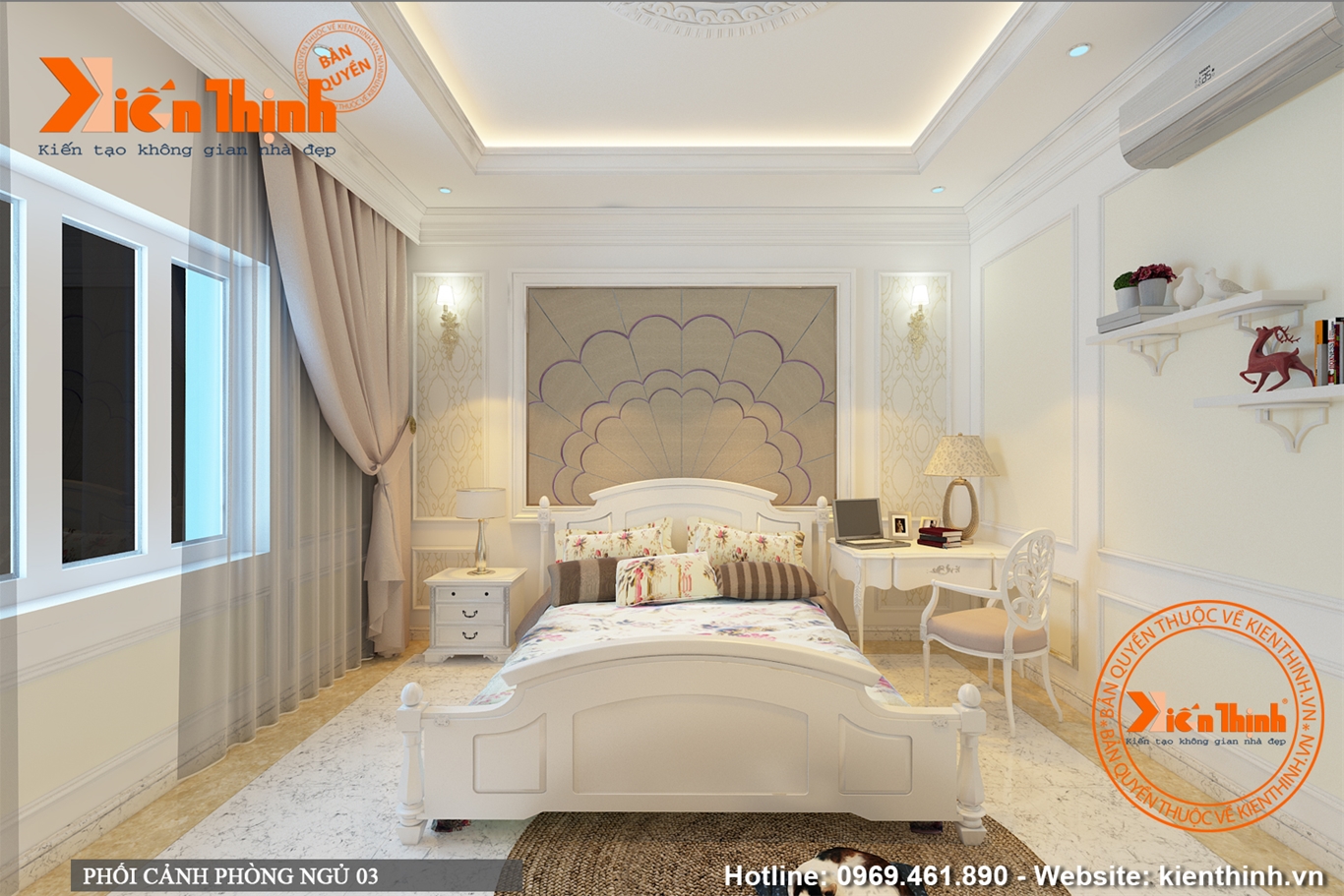 Thiết kế nội thất phòng ngủ phong cách tân cổ điển đẹp 07 NT1754
