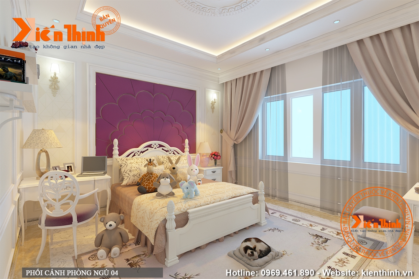 Thiết kế nội thất phòng ngủ phong cách tân cổ điển đẹp 10 NT1754