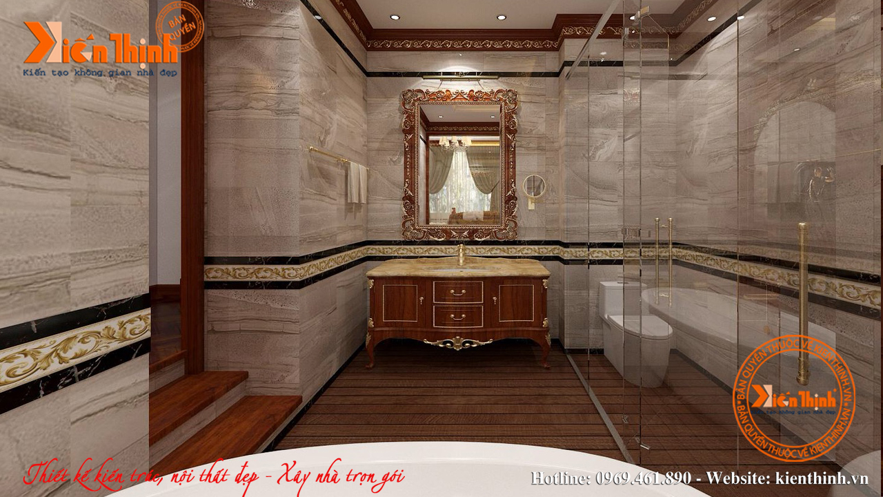 Thiết kế nội thất phòng tắm biệt thự tân cổ điển đẹp