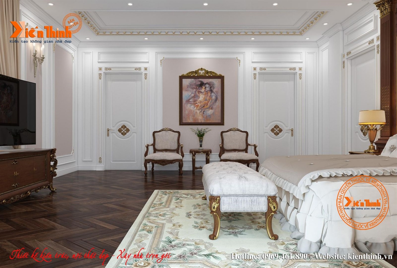 Thiết kế nội thất phòng ngủ biệt thự phong cách tân cổ điển ở thành phố Huế 04