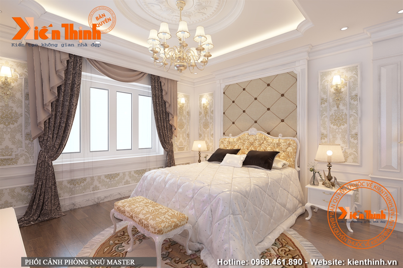 Thiết kế nội thất phòng ngủ bằng gỗ tự nhiên phong cách tân cổ điển đẹp 10