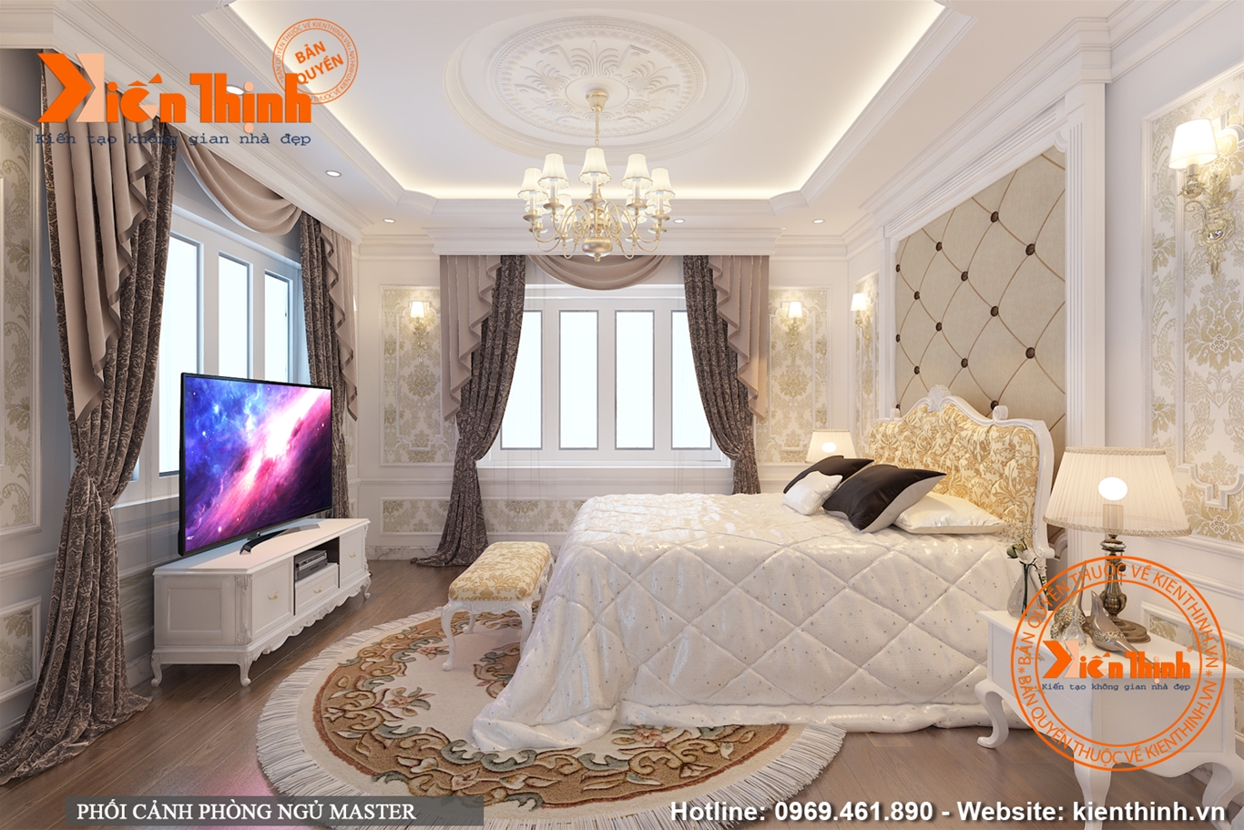 Thiết kế nội thất phòng ngủ bằng gỗ tự nhiên phong cách tân cổ điển đẹp 09