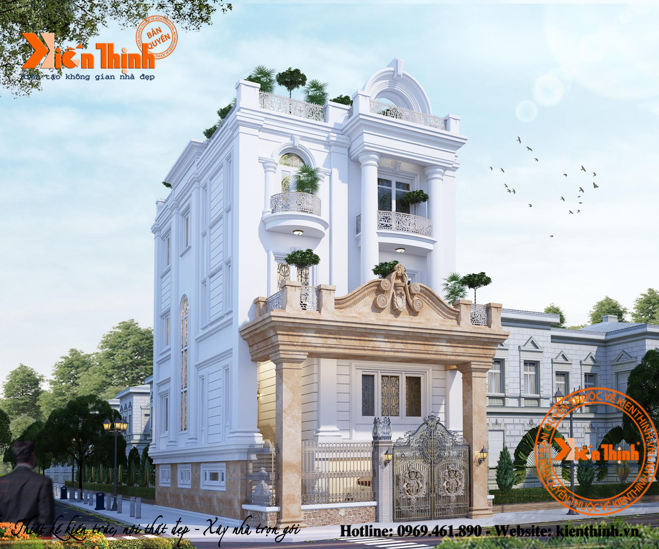 Thiết kế biệt thự đẹp 5 tầng cao cấp mang đậm phong cách tân cổ điển Ở Hà Nội