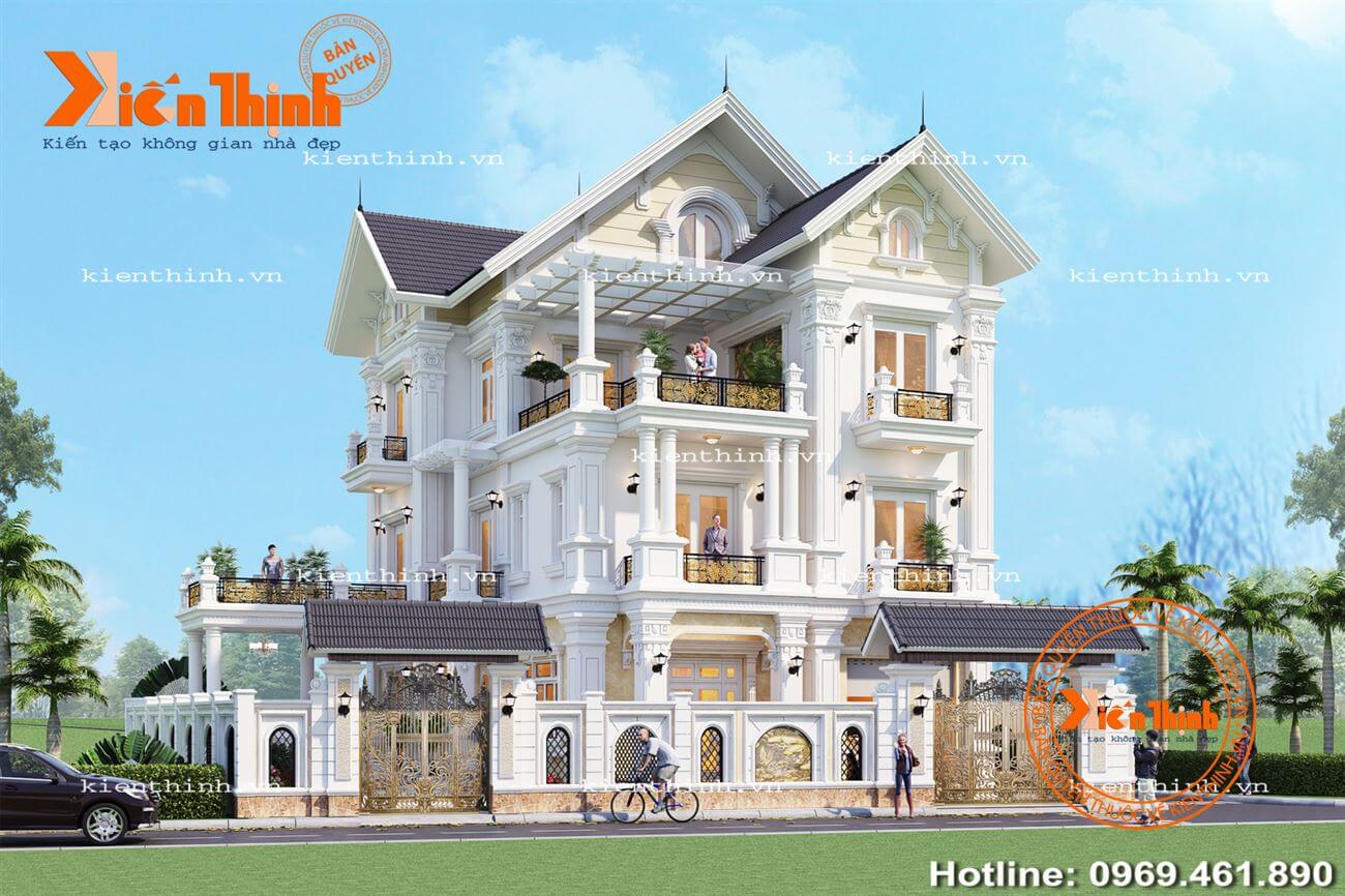 Mẫu thiết kế biệt thự phong cách kiến trúc tân cổ điển 3 tầng đẹp, đẳng cấp sang trọng ở Thái Bình BT1730