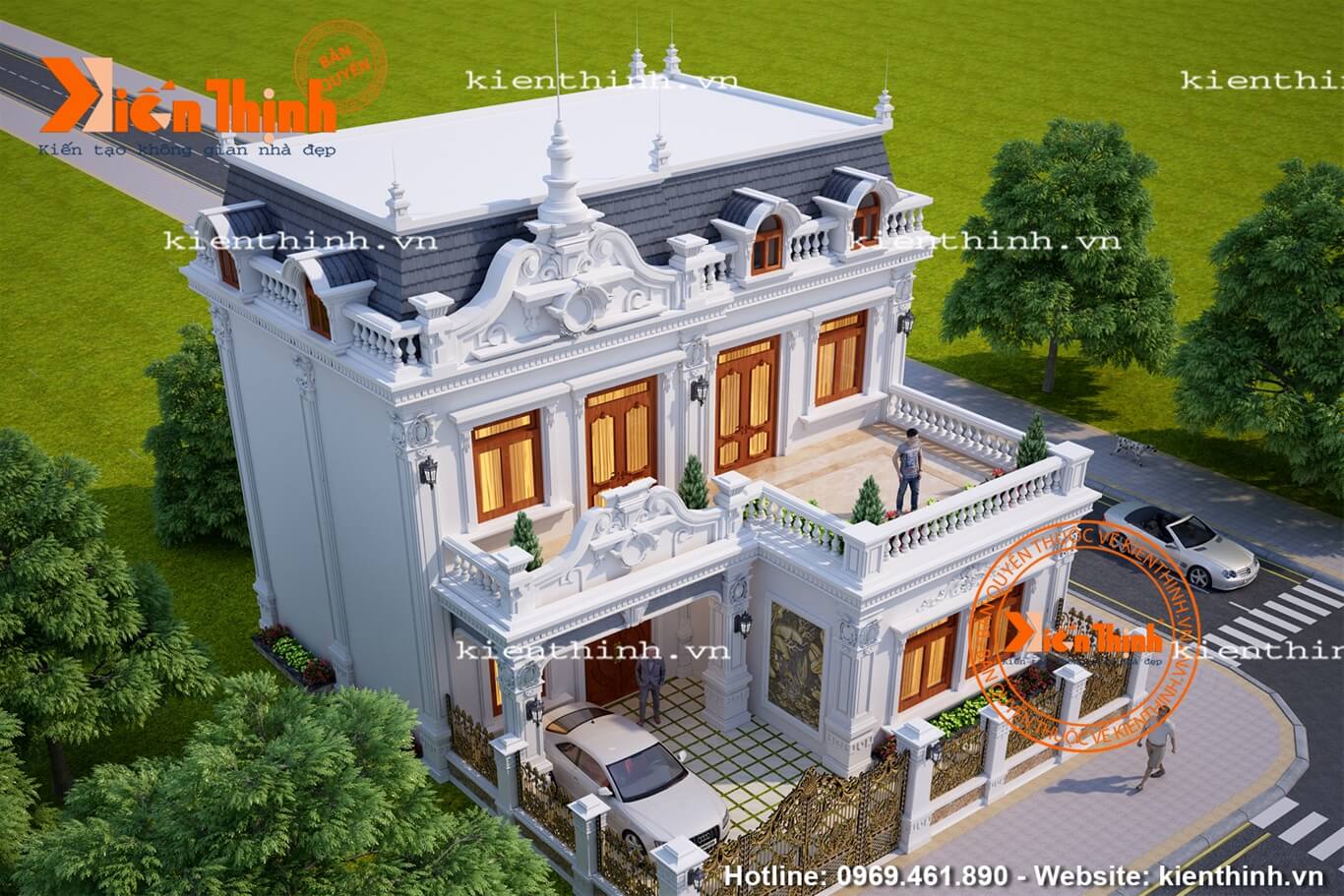 Mẫu thiết kế biệt thự đẹp phong cách kiểu Pháp tân cổ điển ở Quảng Ninh BT1761