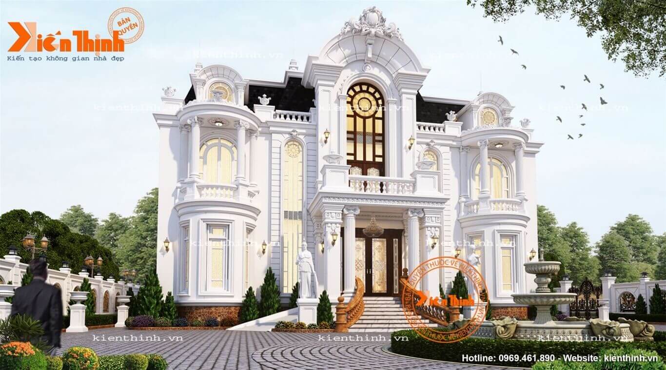 Mẫu thiết kế biệt thự 3 tầng đẹp, kiến trúc tân cổ điển đẳng cấp ở Thái Nguyên BT1779