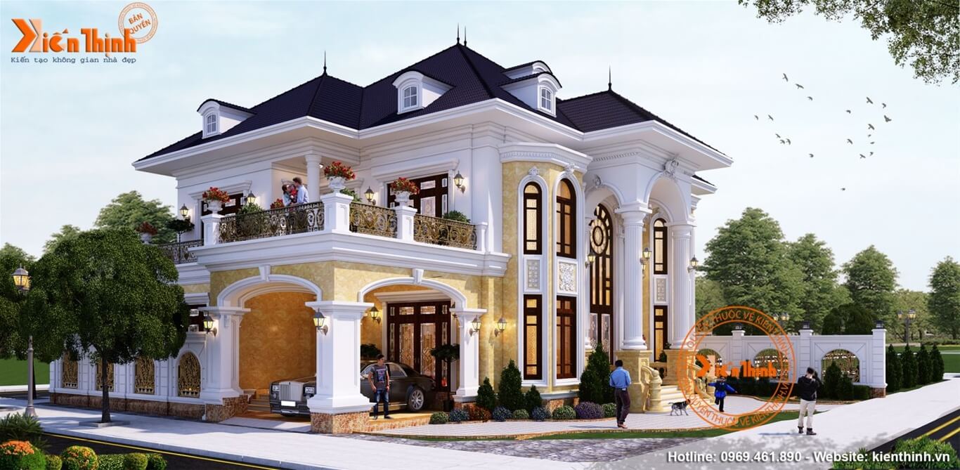 Thiết kế mẫu biệt thự 2 tầng tân cổ điển - kiểu Pháp đẹp, tinh tế  ở Thanh Hóa - BT1812