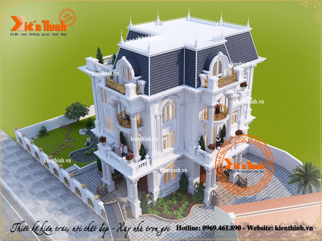 Thiết kế biệt thự tân cổ điển Pháp 3 tầng đẹp và quy mô tại Tp Thanh Hóa - BT1825