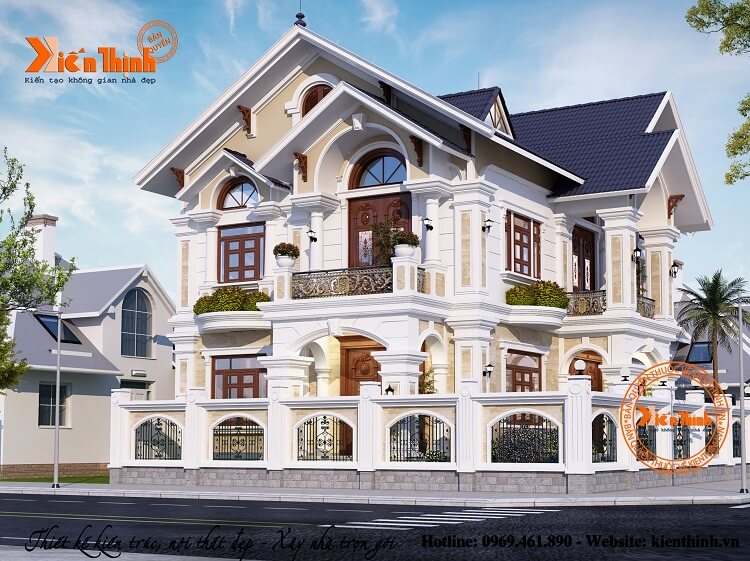 Mẫu thiết kế biệt thự tân cổ điển - kiểu Pháp 2 tầng đẹp tại Quảng Ninh - BT1844