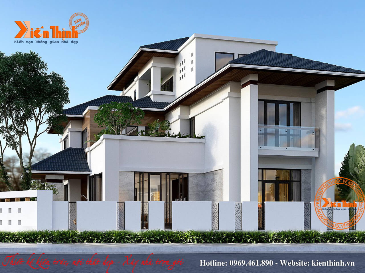 Thiết kế mẫu biệt thự 3 tầng đẹp kiểu hiện đại mái thái tại Thanh Hóa - BT1848