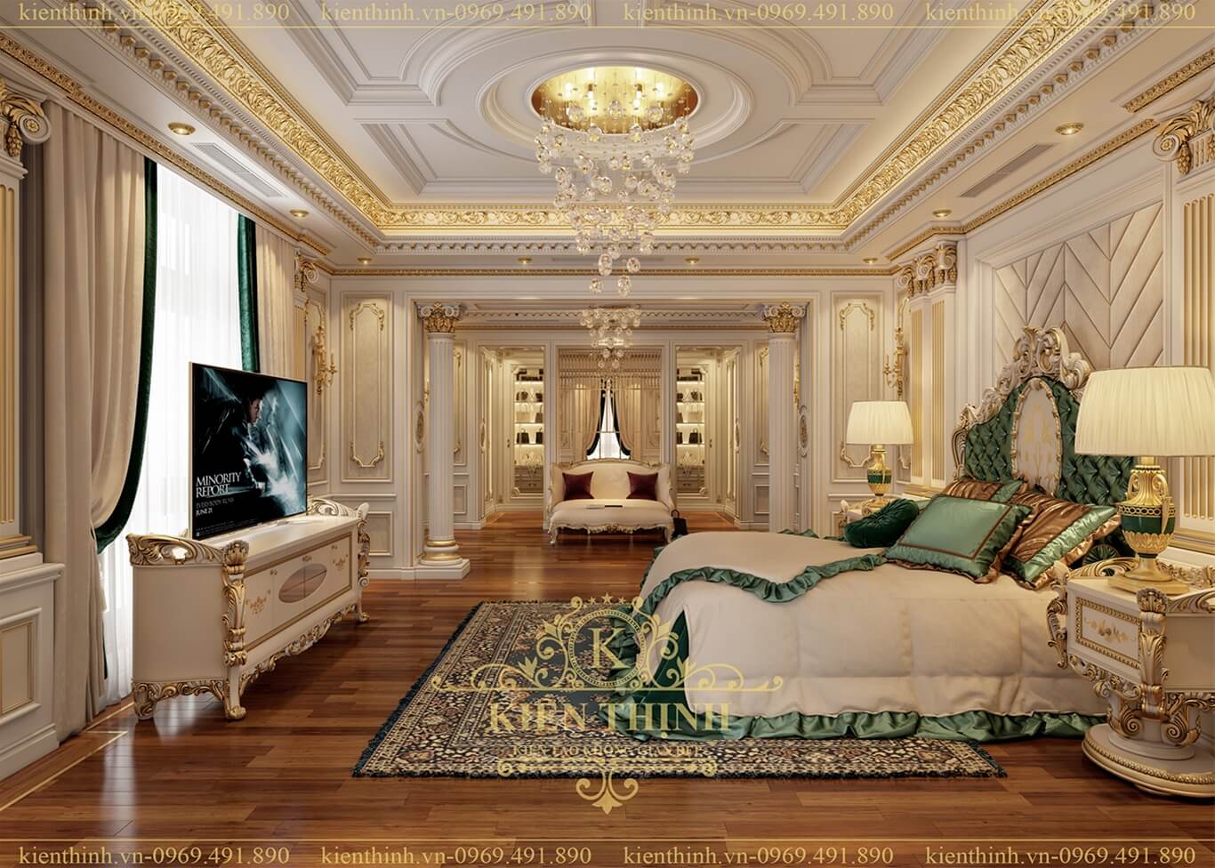 Mẫu thiết kế nội thất phòng ngủ Master lâu đài, biệt thự phong cách kiến trúc tân cổ điển châu Âu 4 tầng mang âm hưởng quý tộc đẳng cấp BT1983