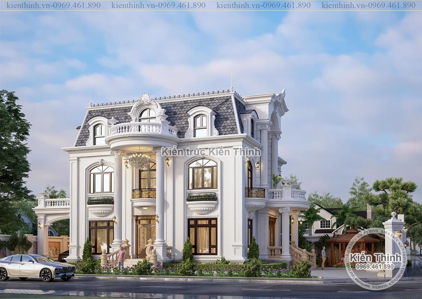 Mẫu thiết kế biệt thự 3 tầng phong cách Pháp tân cổ điển châu Âu đẹp tại Hồ Chí Minh - BT2017