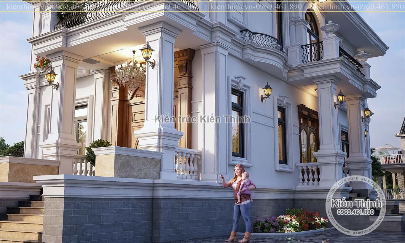 Mẫu thiết kế biệt thự 2 tầng đẹp kiến trúc Pháp tân cổ điển châu Âu đẹp tại thành phố Cẩm Phả Quảng Ninh BT 2026