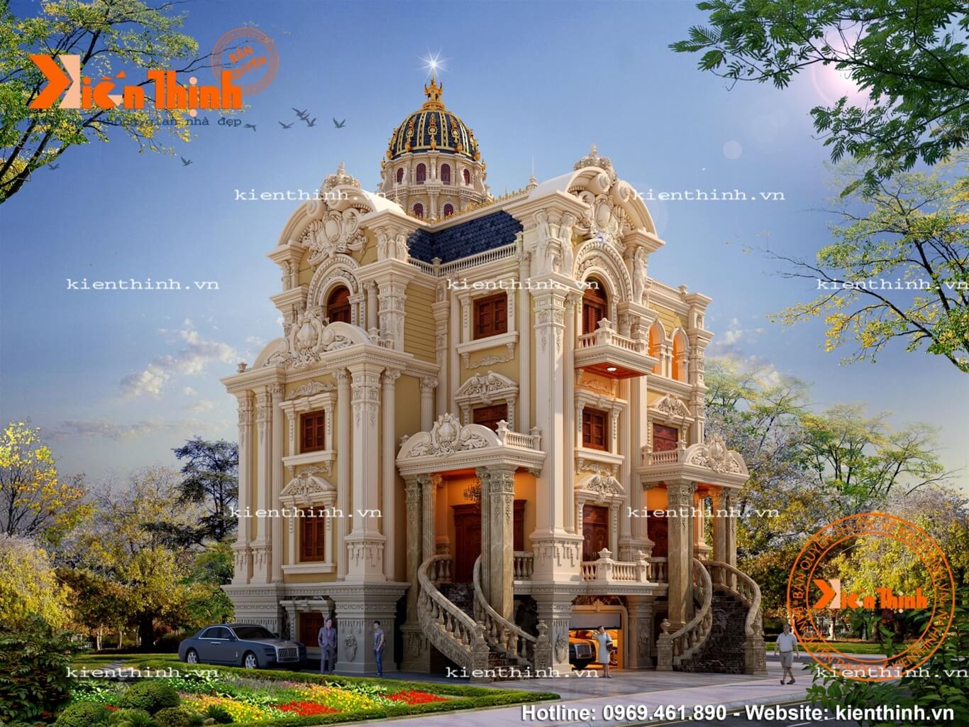 Mẫu thiết kế biệt thự lâu đài 4 tầng kiểu tân cổ điển châu Âu đẹp đẳng cấp ở Bắc Ninh