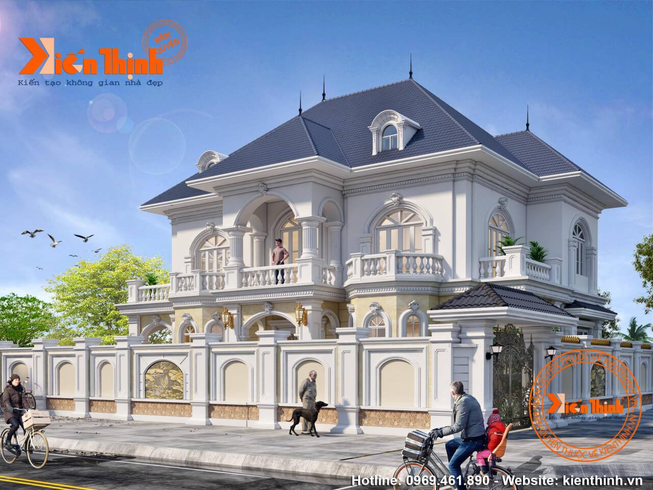 Mẫu thiết kế biệt thự 2 tầng đẹp phong cách tân cổ điển tại Thái Nguyên - BT1821