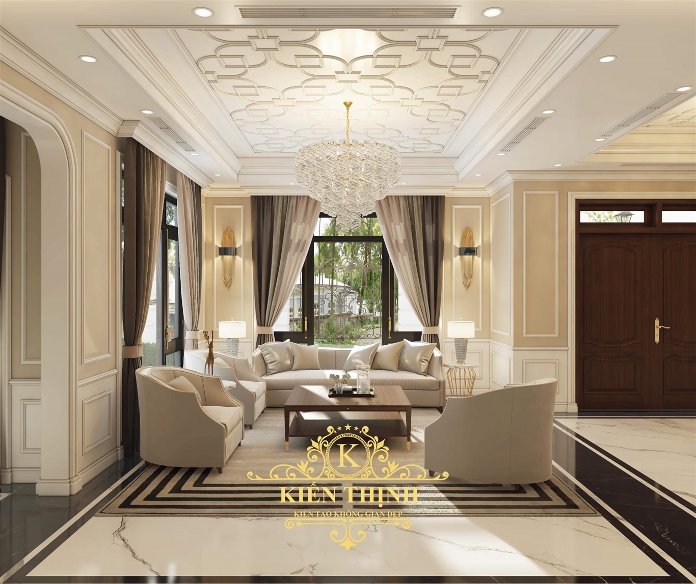  Mẫu thiết kế nội thất phòng khách biệt thự vườn phong cách hiện đại 2 tầng đẹp gây thương nhớ tại Quảng Trịt