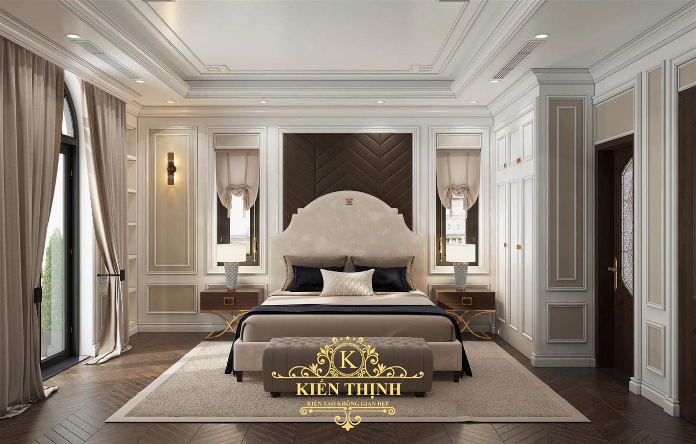 Mẫu thiết kế nội thất phòng ngủ biệt thự tân cổ điển châu Âu đẹp lung linh ở Quảng Trị
