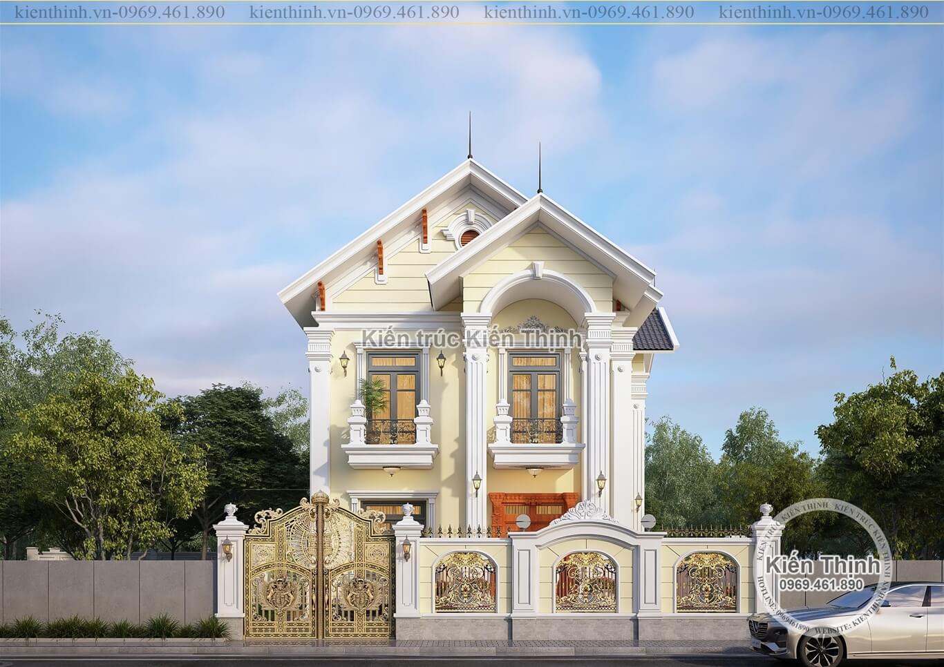 Mẫu thiết kế biệt thự 2 tầng kiến trúc tân cổ điển đẹp tại Bình Phước - BT2011