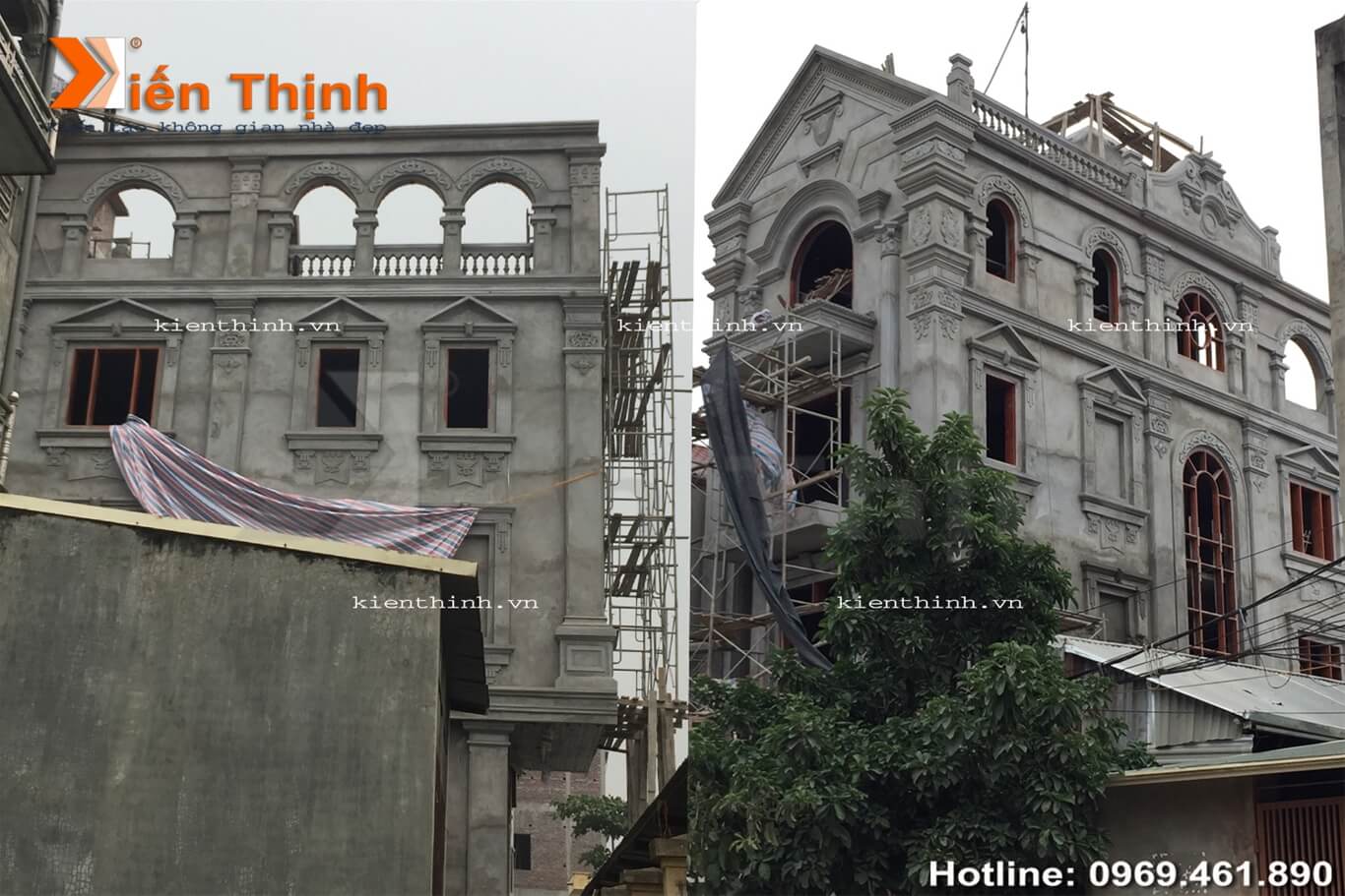 Thiết kế thi công biệt thự đẹp kiểu Pháp tân cổ điển ở Quốc Oai - Hà Nội
