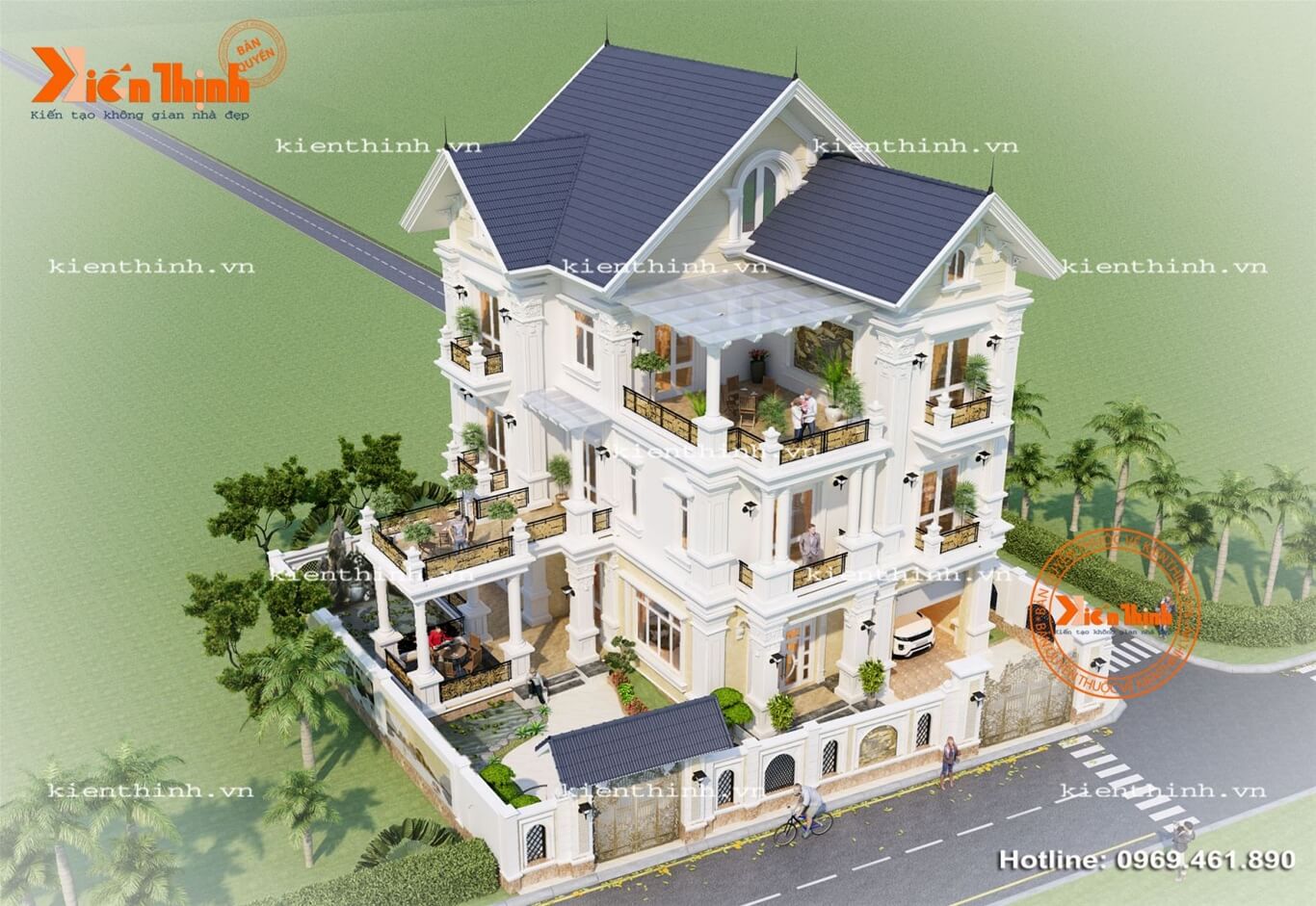 Thiết kế thi công biệt thự 3 tầng tân cổ điển đẹp ở Thái Bình