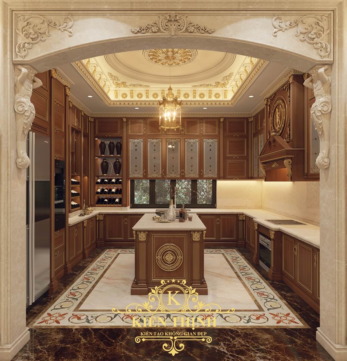 Mẫu thiết kế nội thất phòng ăn biệt thự tân cổ điển Pháp đẹp sang trọng tại Đà Nẵng
