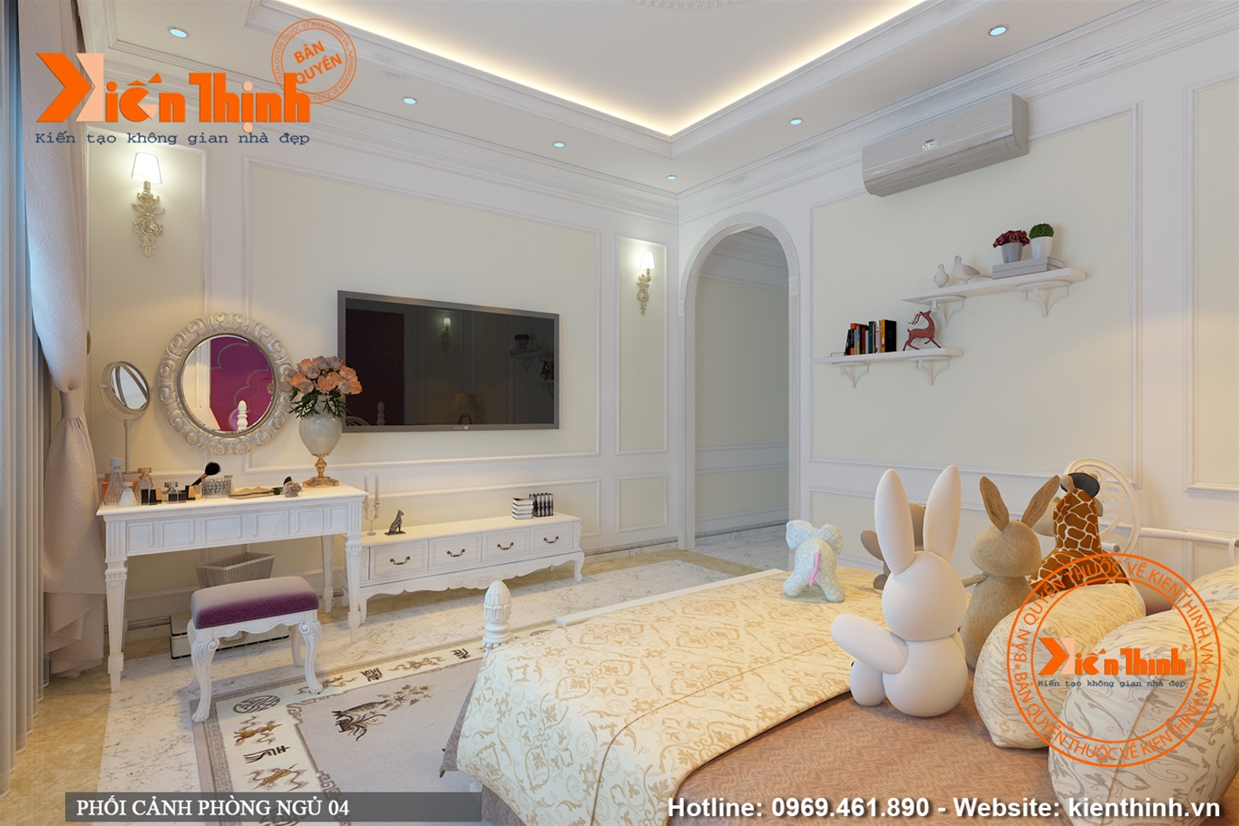 Thiết kế nội thất phòng ngủ phong cách tân cổ điển đẹp 13 NT1754