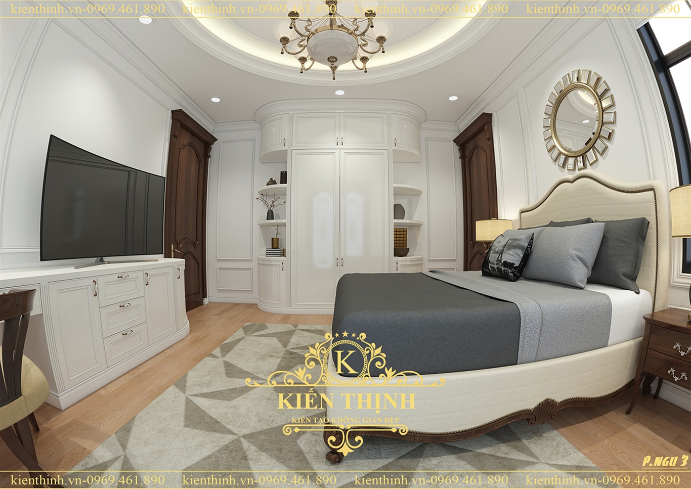 mẫu nội thất phòng ngủ cao cấp cho biệt thự kiểu Pháp