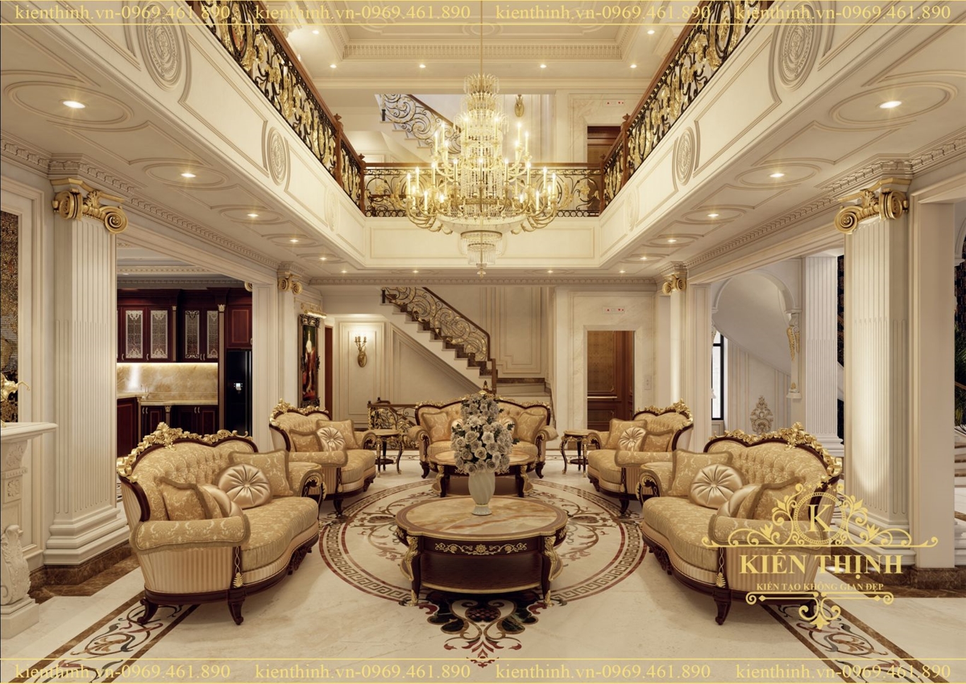mẫu thiết kế nội thất phòng khách tân cổ điển cao cấp luxury interior livingroom design