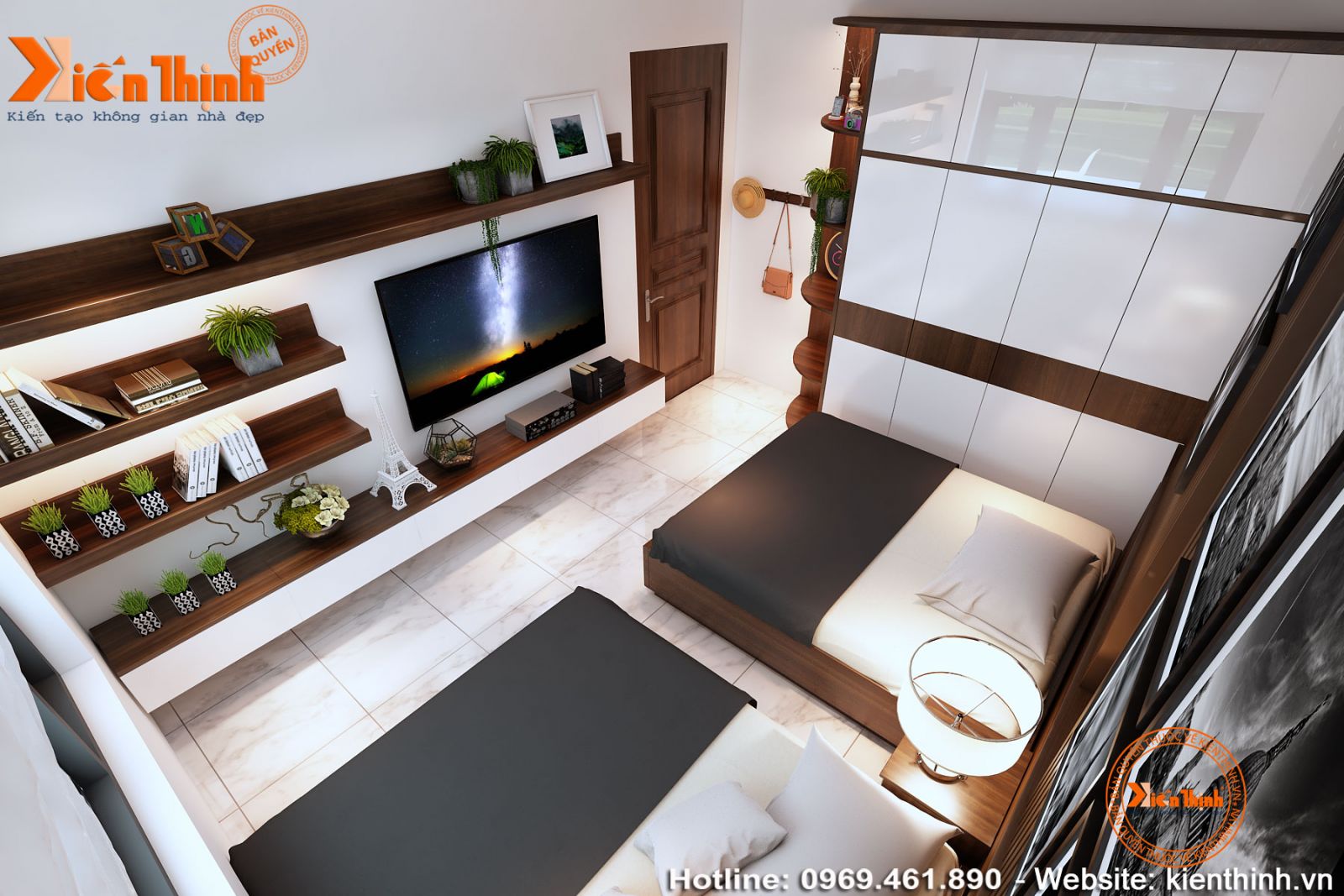 Thiết kế nội thất phòng ngủ phong cách hiện đại NT1755 03