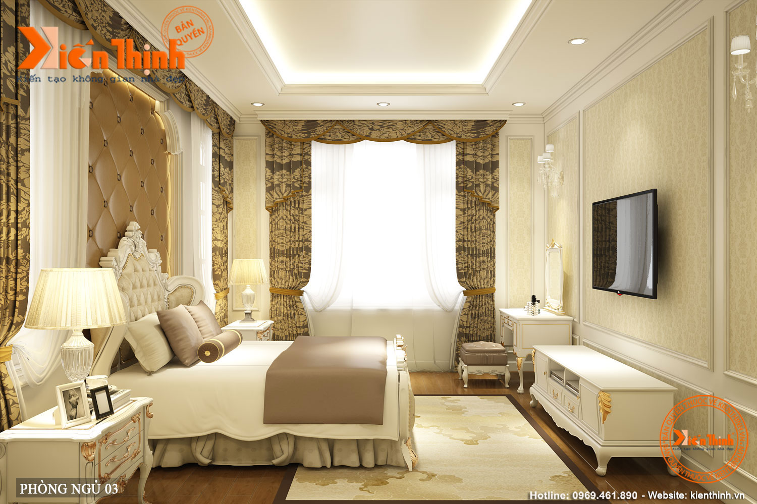 thiết kế nội thất ngủ biệt thự 3 tầng phong cách tân cổ điển đẹp và sang trọng 10