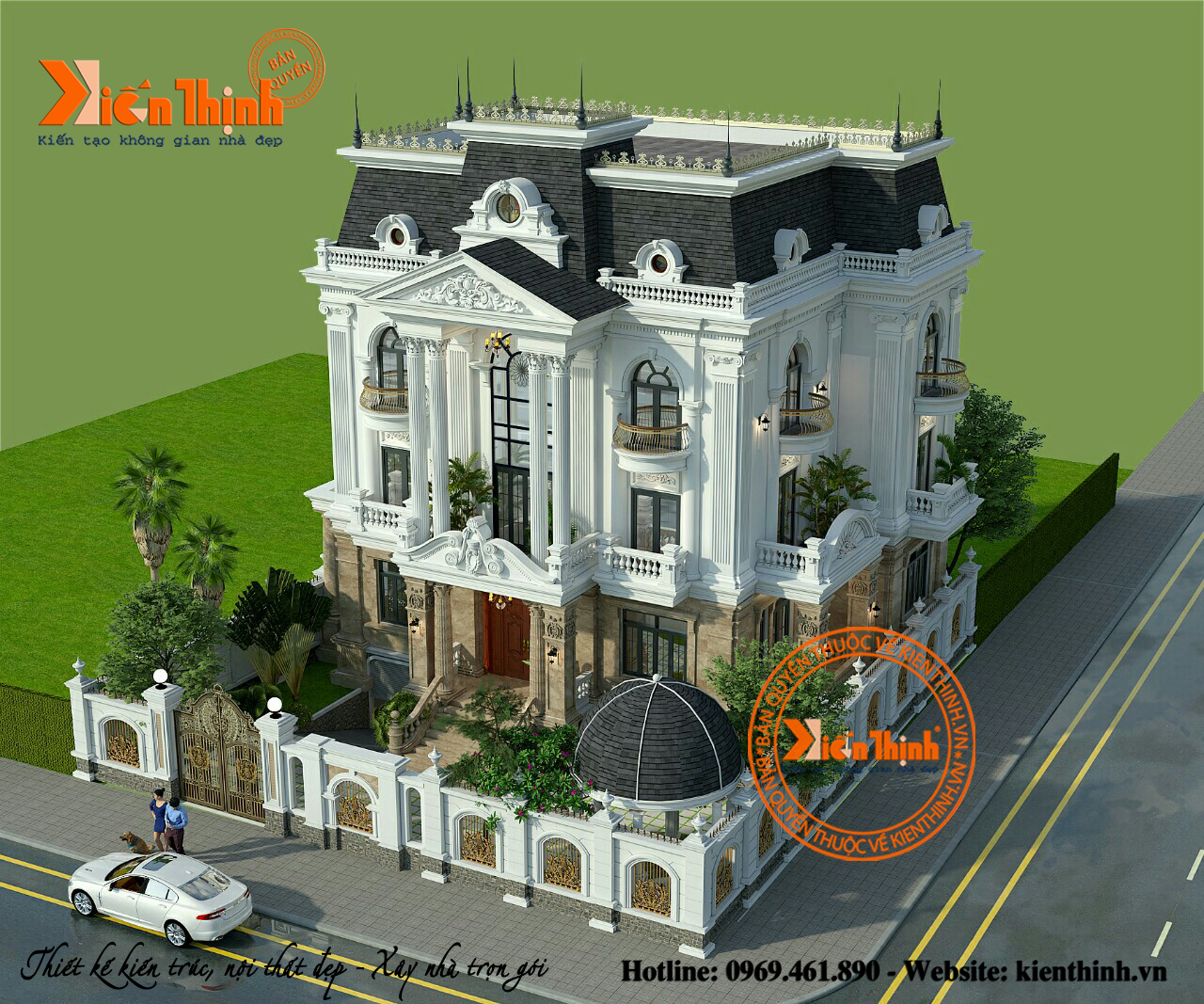mẫu thiết kế nhà biệt thự 3 tầng đẹp mang phong cách tân cổ điển