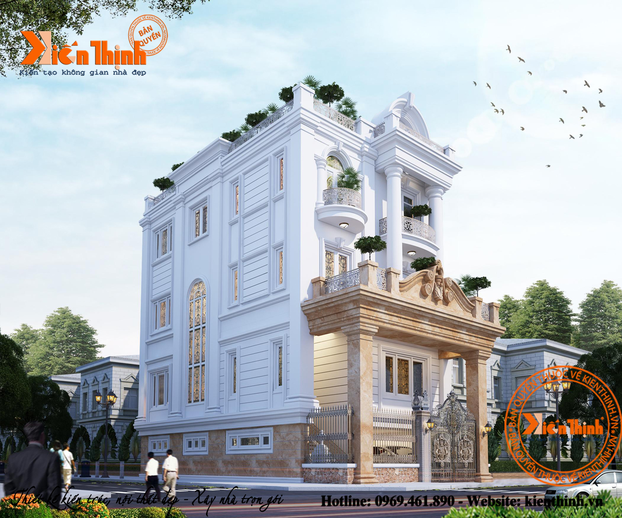 THình ảnh thiết kế biệt thự đẹp 5 tầng cao cấp mang đậm phong cách tân cổ điển Ở Hà Nội