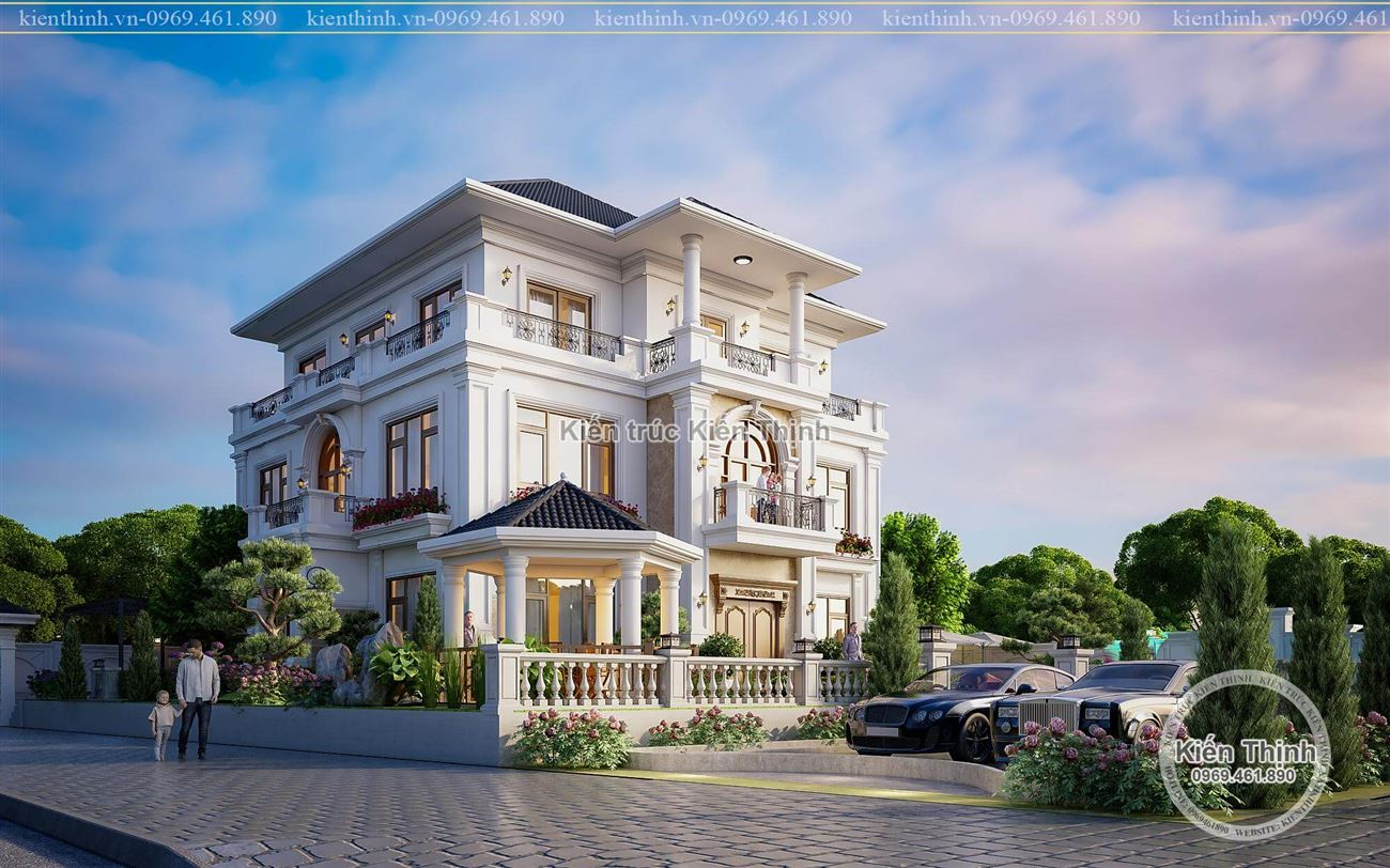 Khuôn viên biệt thự được sắp xếp và phối sắc tài tình