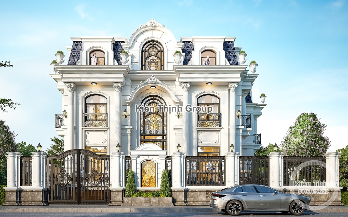 Hệ thống cột trụ bê tông cùng hàng rào sắt nghệ thuật