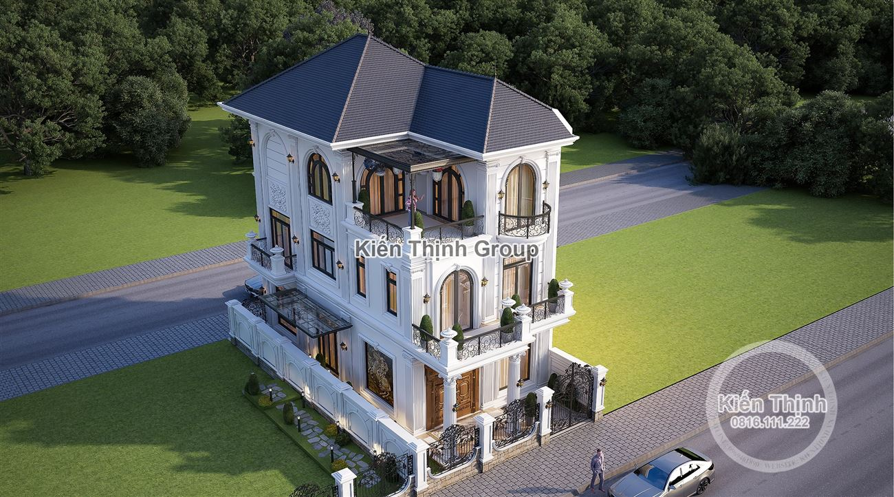 Hệ thống cửa sổ kính bao quanh giúp chiếu sáng toàn bộ khuôn viên biệt thự bằng ánh sáng tự nhiên