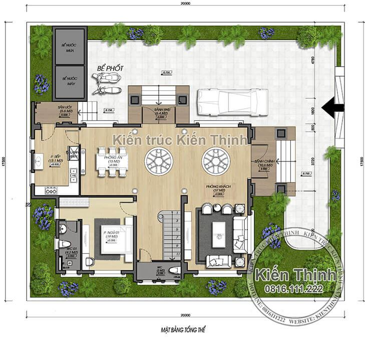 Mặt bằng tổng thể biệt thự thể hiện không gian sống tiện nghi, đẳng cấp