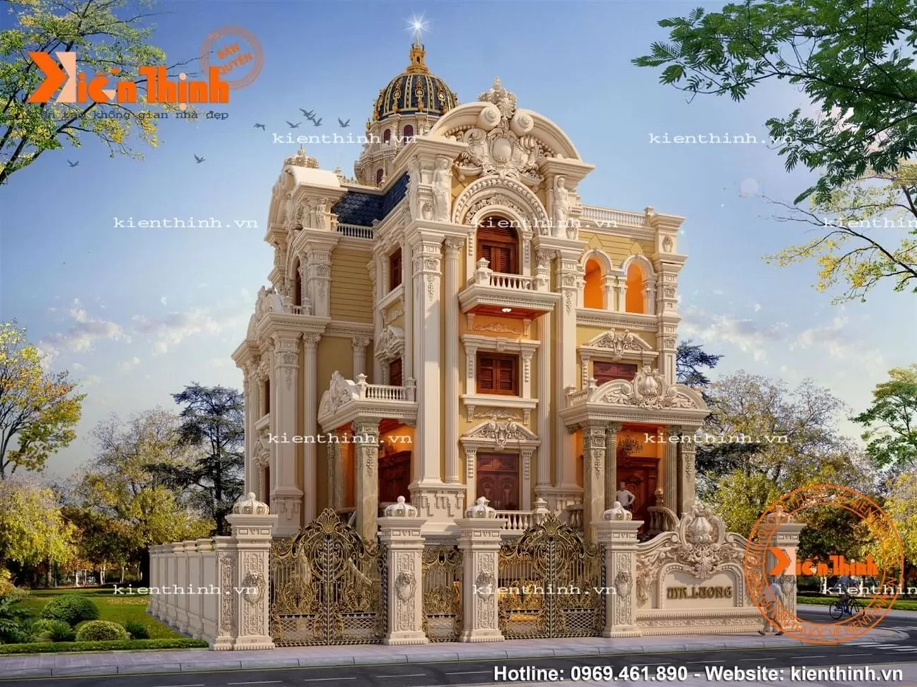 Hệ thống cửa của ngoại thất biệt thự cổ điển bằng gỗ tự nhiên