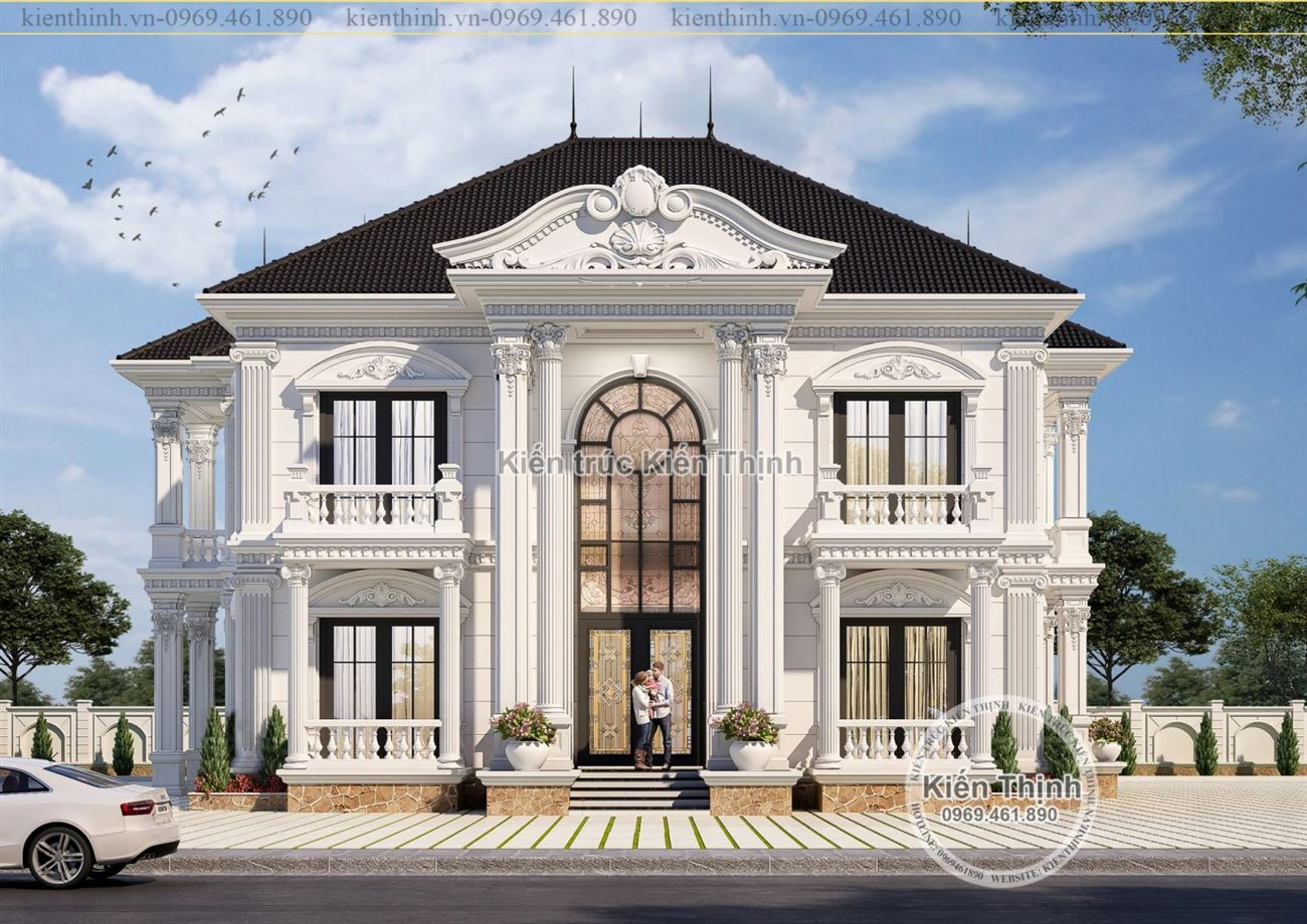 Mẫu biệt thự tân cổ điển 2 tầng với 5 phòng ngủ và các phòng chức năng khác