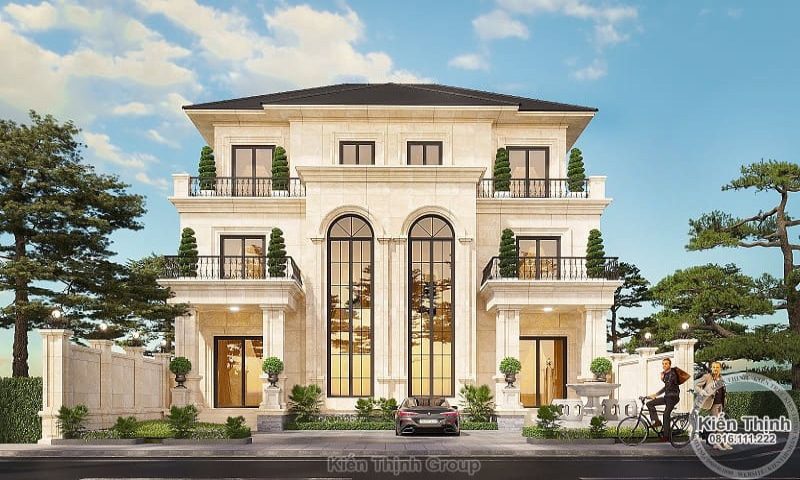 Biệt thự 3 tầng tân cổ điển mái Nhật tại Hưng Yên