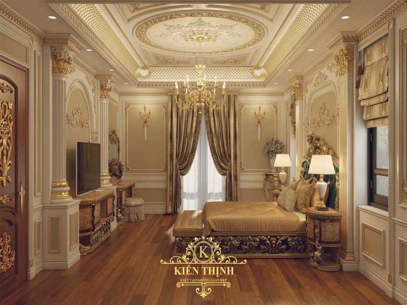 Mẫu phòng ngủ biệt thự tân cổ điển tinh tế từng đường nét