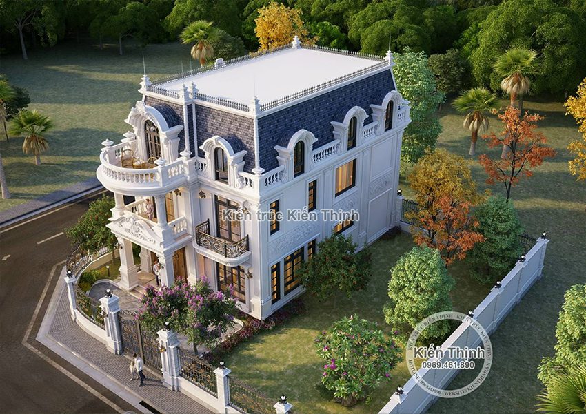 Hệ thống mái Mansard vừa thể hiện sự vững chãi, bề thế của ngôi nhà, vừa có khả năng cách nhiệt tốt, đem đến không gian sống lý tưởng cho gia chủ