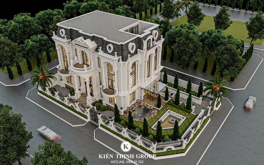 Biệt thự tân cổ điển kiểu Pháp của chú Lương thu hút ánh hình với kiến trúc đồ sộ, bề thế và hệ thống sân vườn thơ mộng, lãng mạn