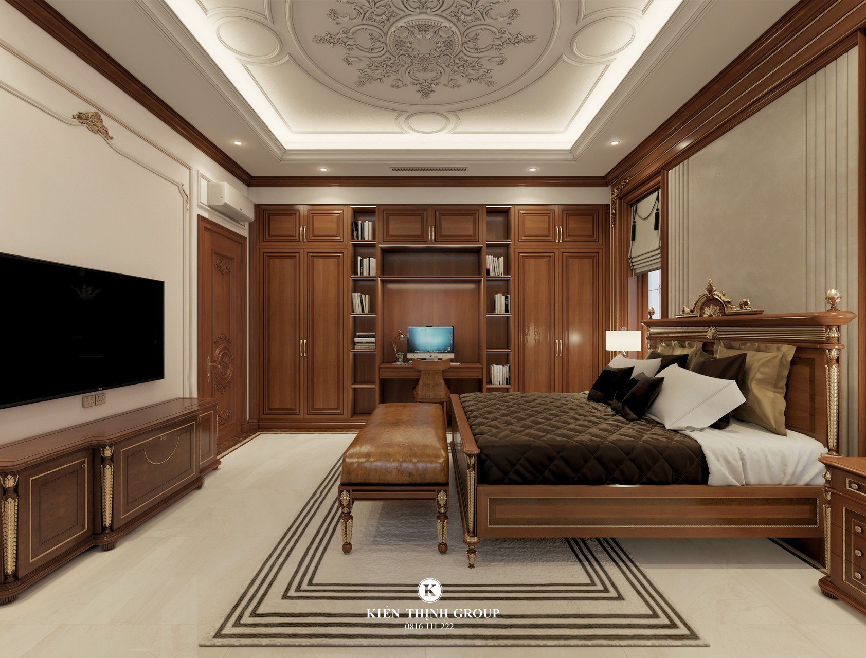 Thiết kế nội thất tân cổ điển phòng ngủ thường 01