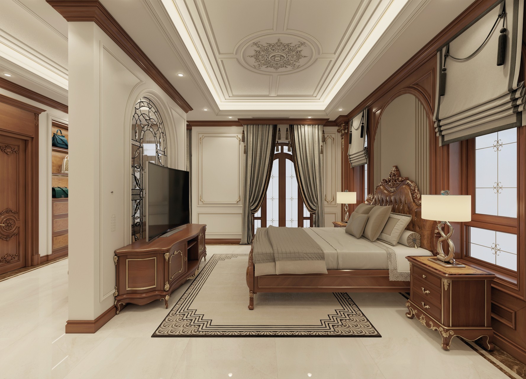 Thiết kế nội thất tân cổ điển phòng ngủ master 2